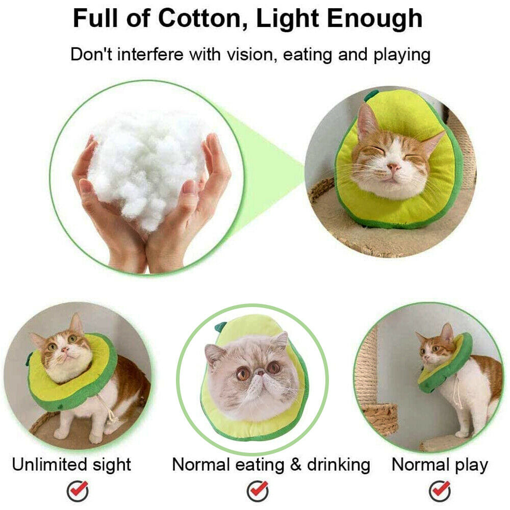 Adjustable Pet Neck Cone Recovery Pet Cat Recovery Collar Cat Soft Lemon Neck Cone Adjustable Pet E Collar After Surgery, Wound Healing For Kitten & Puppy