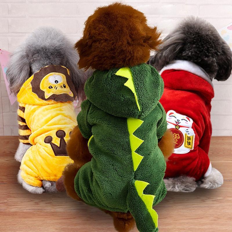Autumn And Winter Dog Pet Costume Collection: Cozy Coral Fleece Cartoon Style
